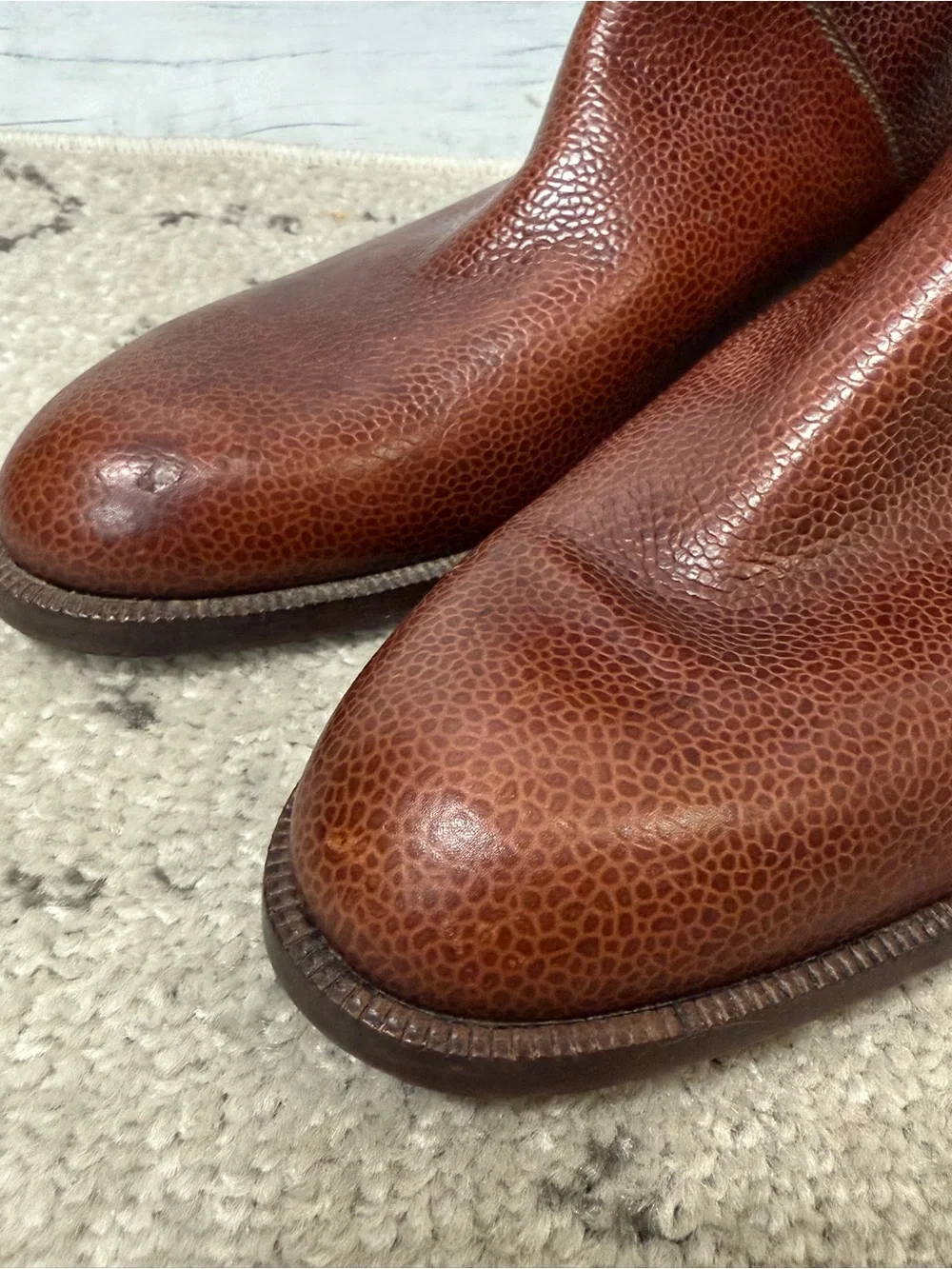 Vintage Gucci Mens Textured Leather Pull-On Boots